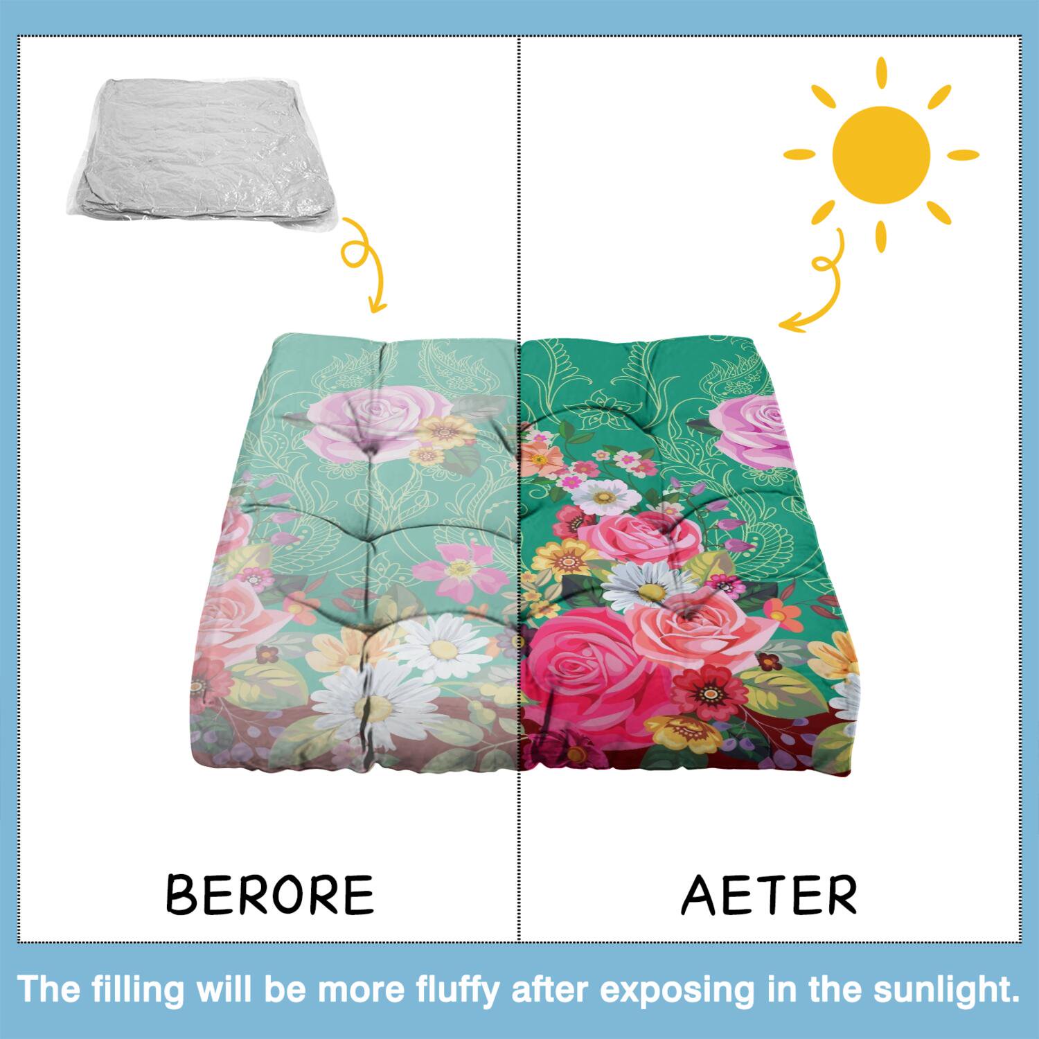 Elegant Floral Tatami Mat Seat - Oversized Decorative Floor Pillow with Abstract Boho Pattern, Soft & Resilient for Long Sitting Sessions - Image 4