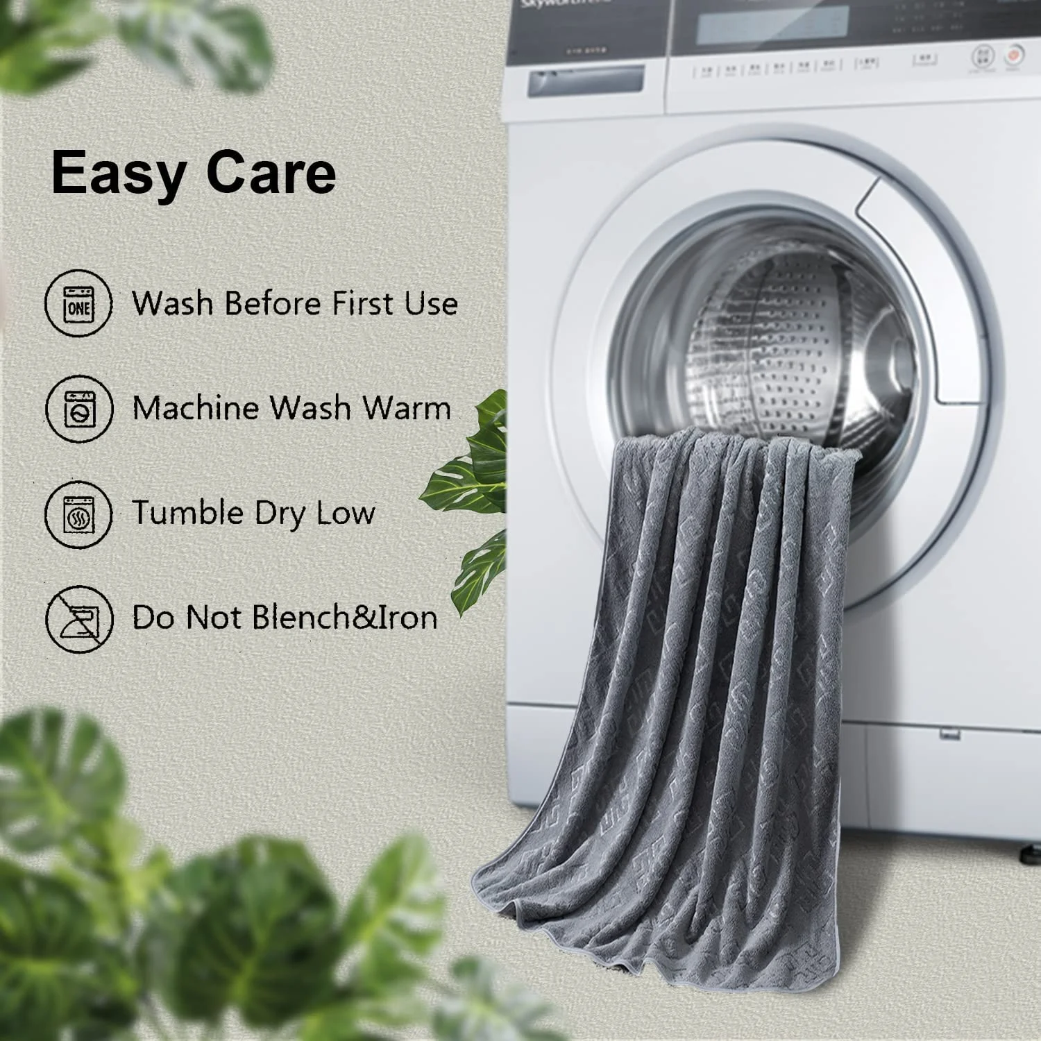 Jessy Home 8 Piece Home Collection Ultra Soft Cozy Towels 600 GSM Dark Gray Plush Towel Set - Image 2