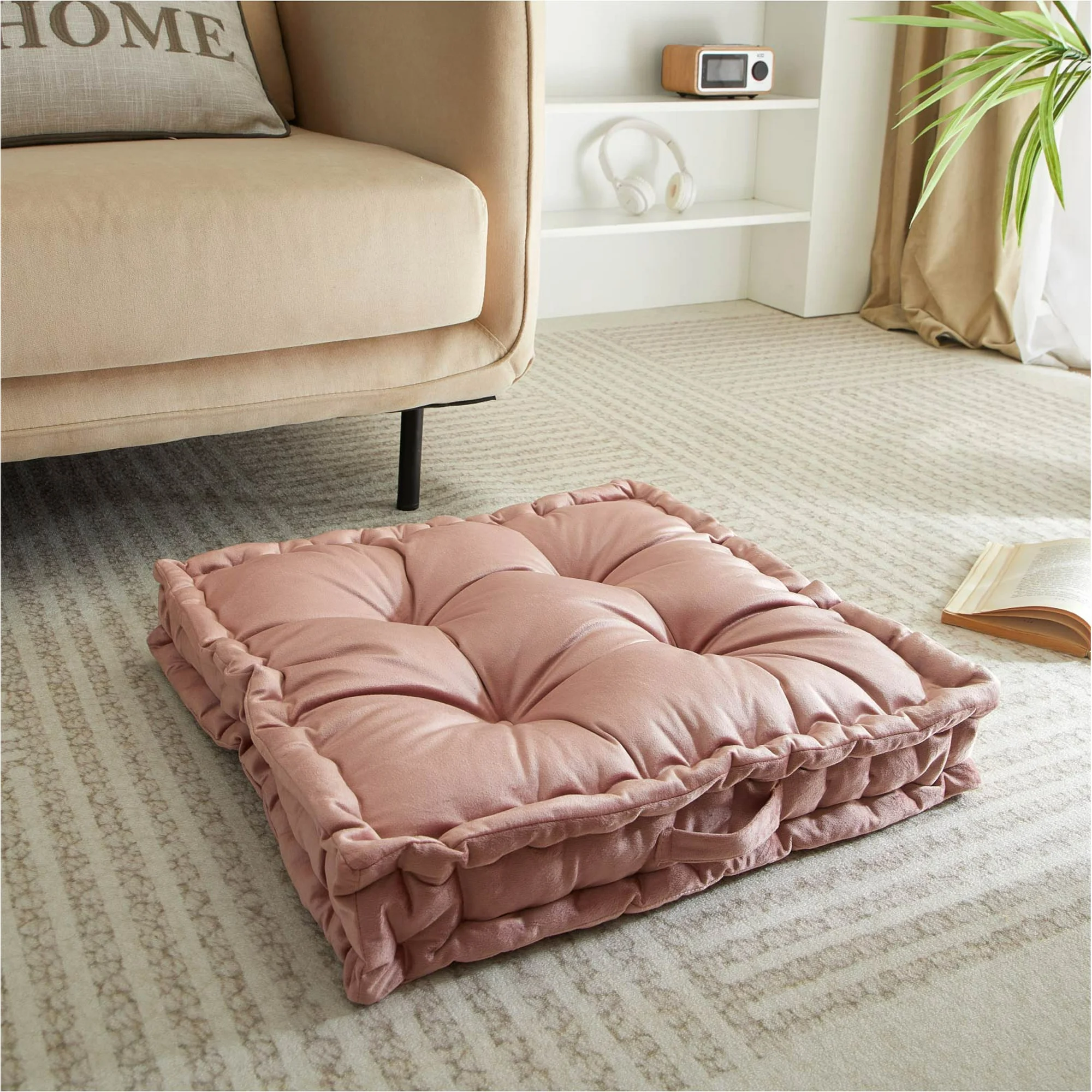 Home Decor Collection Stylehouse 20" x 20" Old Rose Decorative Floor Pillow - Image 5