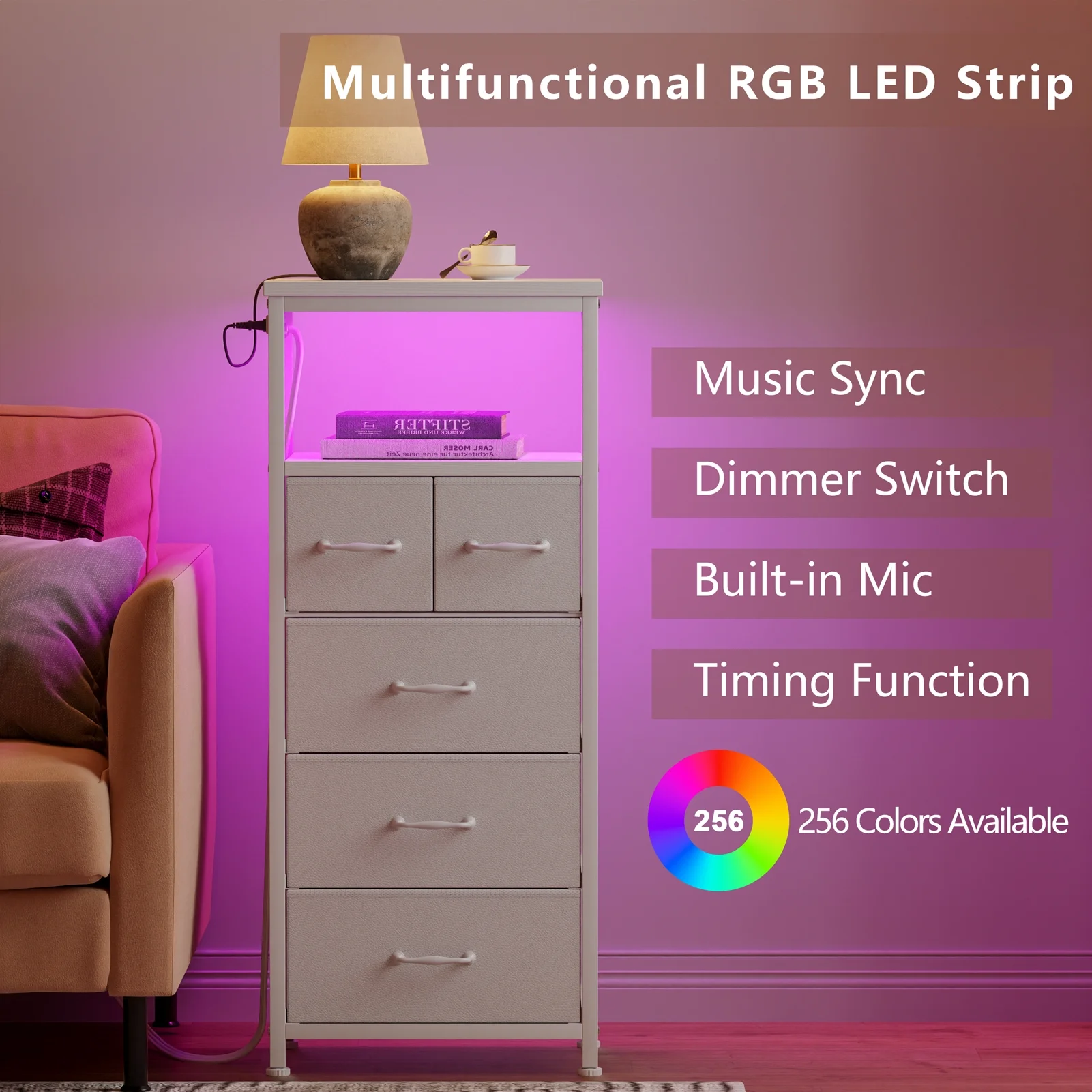 TYDIMOR Small Dresser for Bedroom, 5 Drawer with Charging Station, White, Ideal for Adults - Image 8