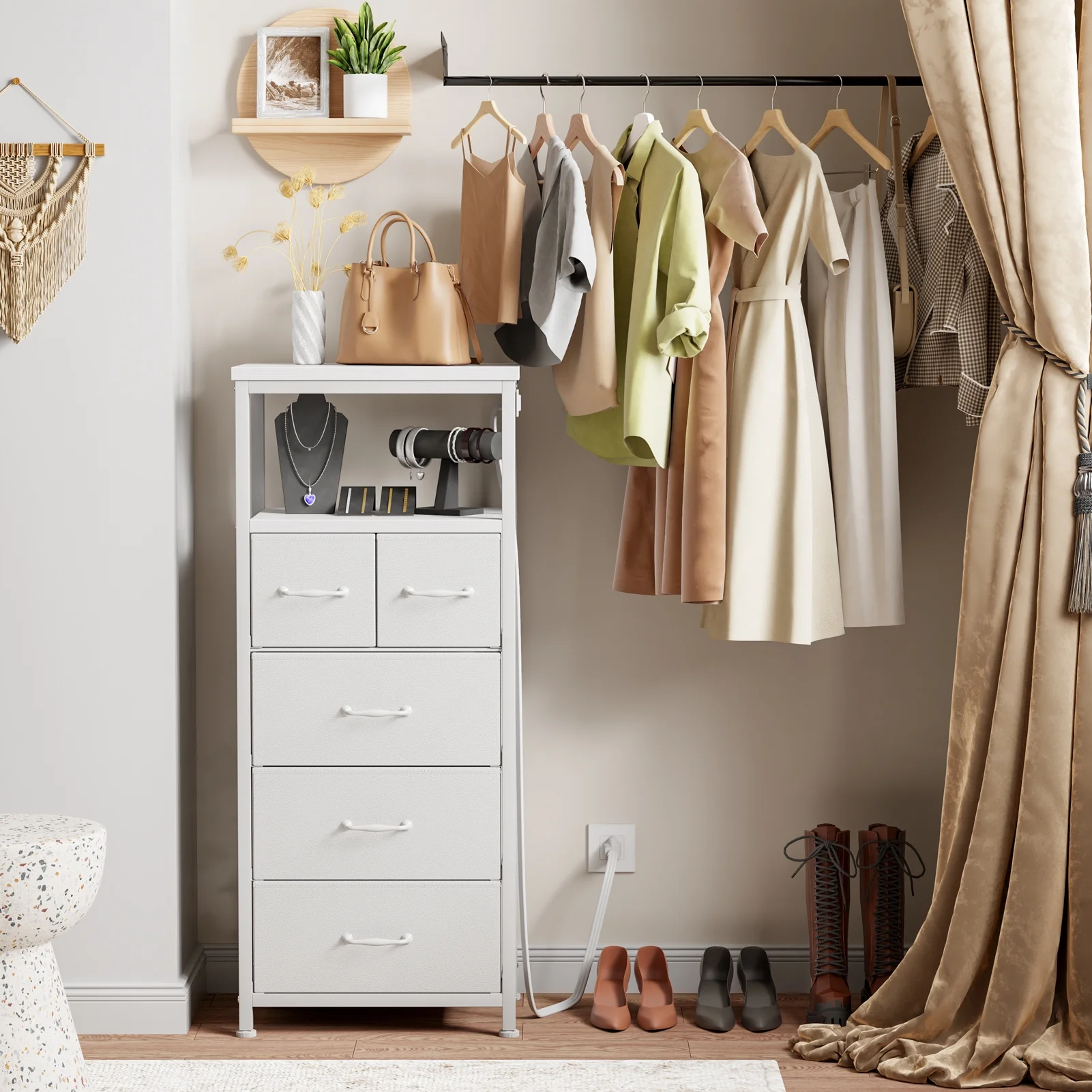 TYDIMOR Small Dresser for Bedroom, 5 Drawer with Charging Station, White, Ideal for Adults - Image 6