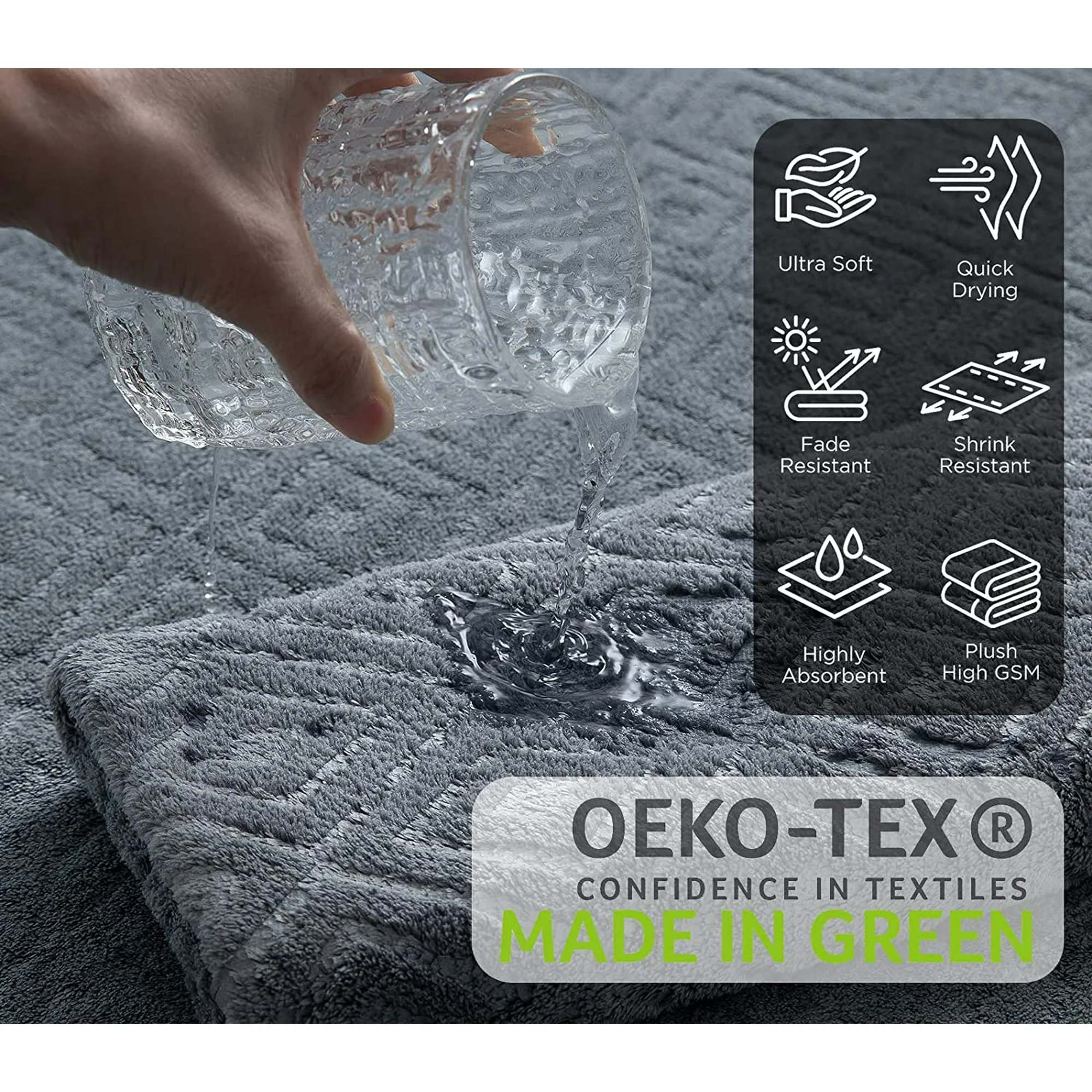 Jessy Home 8 Piece Home Collection Ultra Soft Cozy Towels 600 GSM Dark Gray Plush Towel Set - Image 3