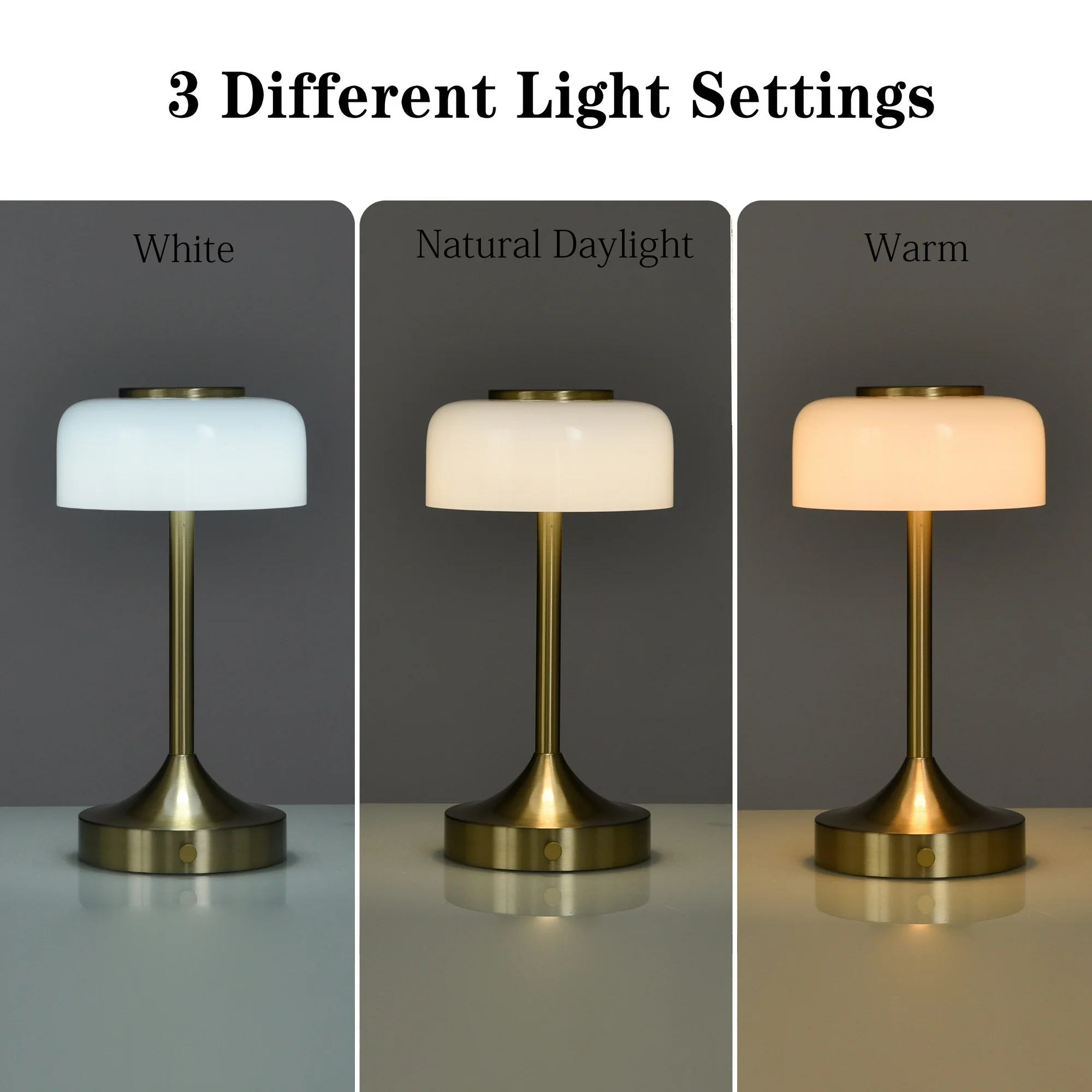 Better Homes & Gardens Portable Milk Glass Table Lamp, Rechargeable - Image 6