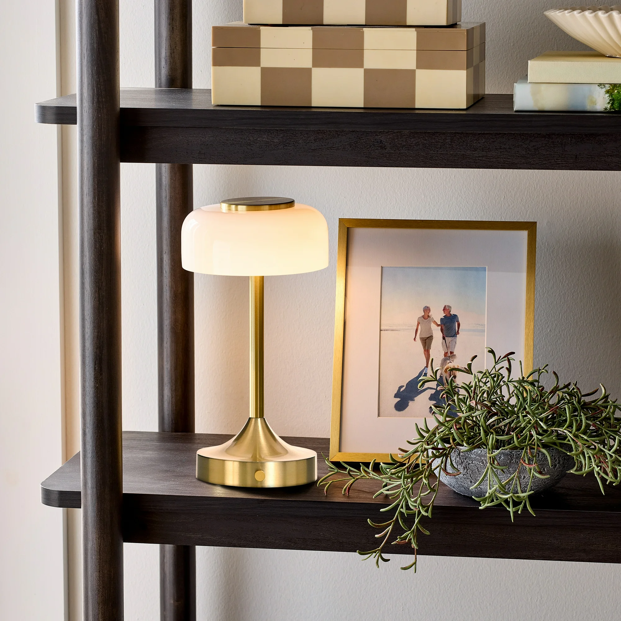 Better Homes & Gardens Portable Milk Glass Table Lamp, Rechargeable - Image 2