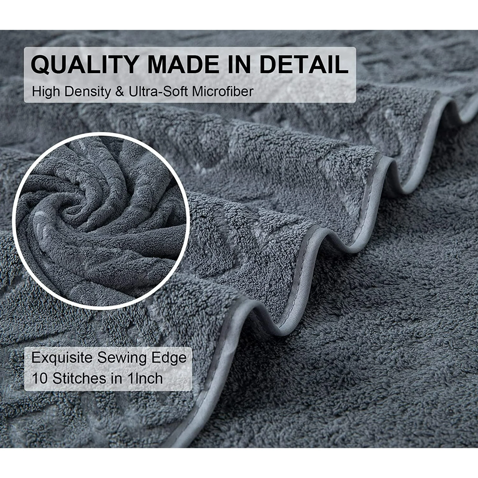 Jessy Home 8 Piece Home Collection Ultra Soft Cozy Towels 600 GSM Dark Gray Plush Towel Set - Image 7